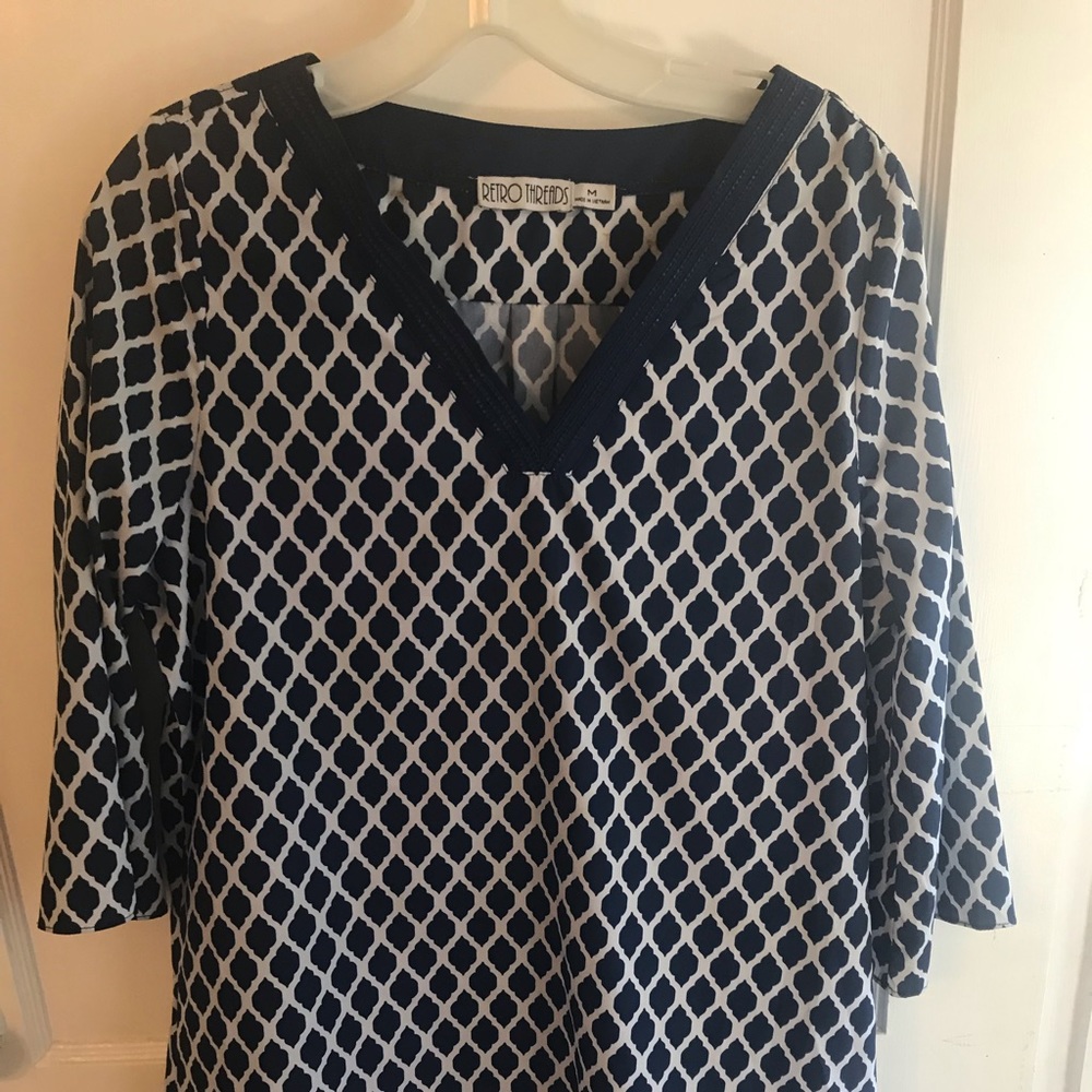 Retro Threads Shirt M Navy Blue White